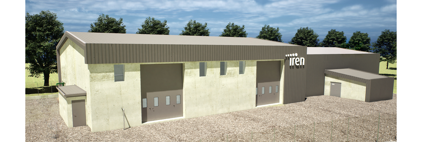 Render 3D dell'impianto di potabilizzazione della rete acquedottifera.
