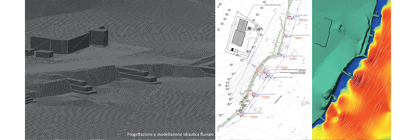 Rilevamenti e progetto di rimodellazione idraulica fluviale.